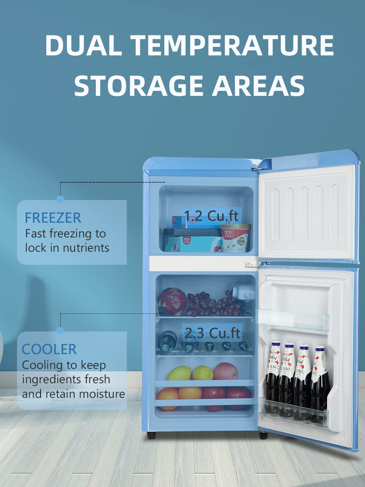 krib bling 3.5cu.ft compact refrigerator mini fridge with freezer
