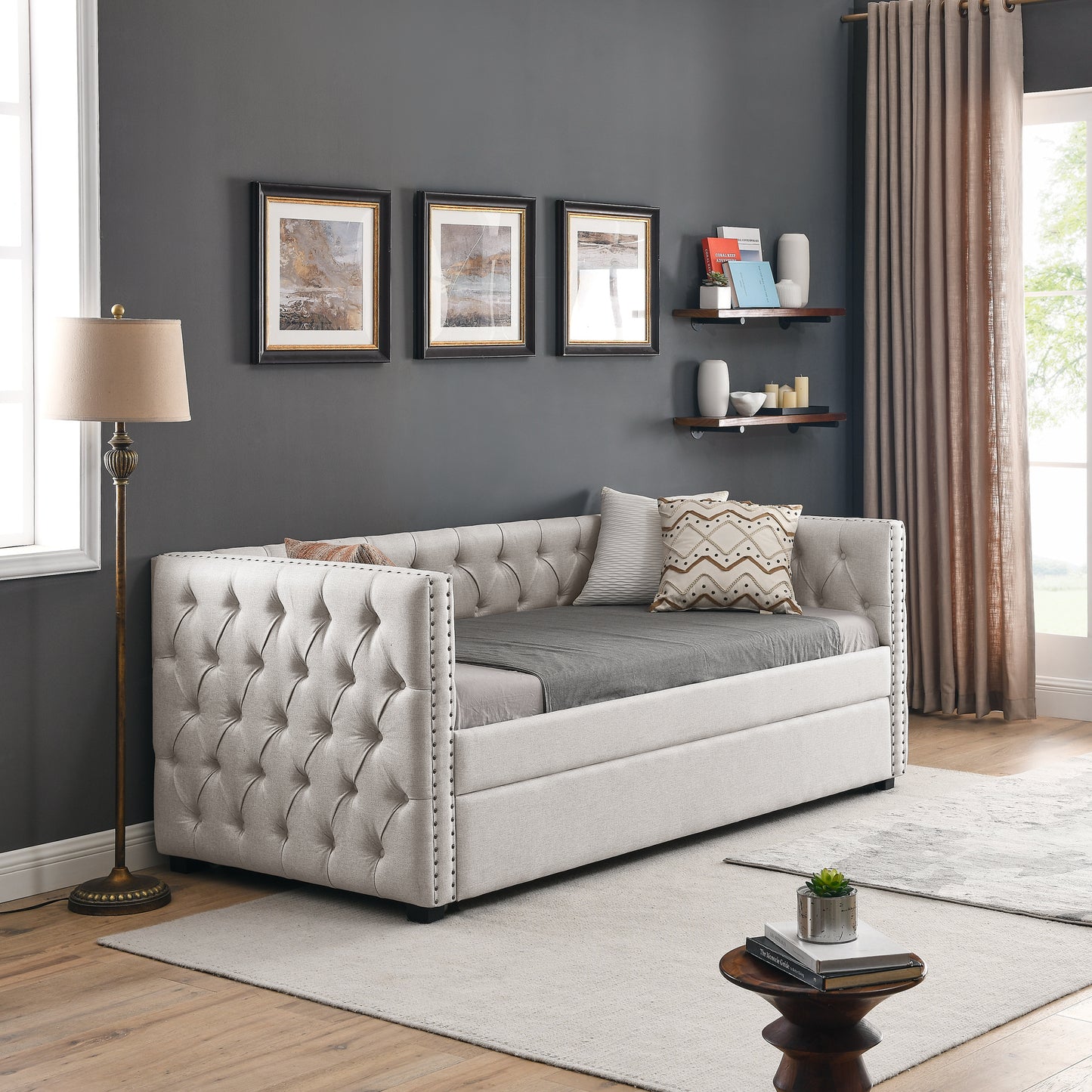 daybed with trundle upholstered tufted sofa bed