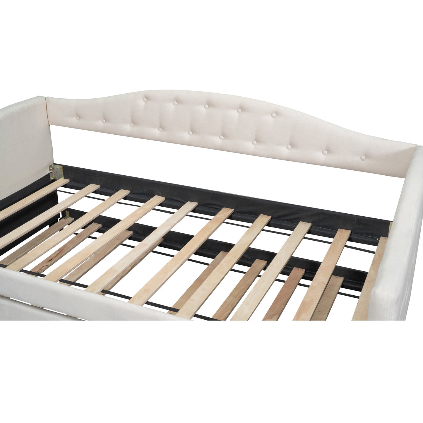 vogue upholstered bed with trundle, beige