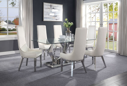 ACME Gianna Dining Table, Clear Glass & Stainless Steel