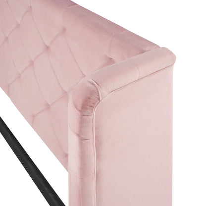 Modern Velvet Upholstered Platform Bed with Wingback Headboard and a Big Drawer