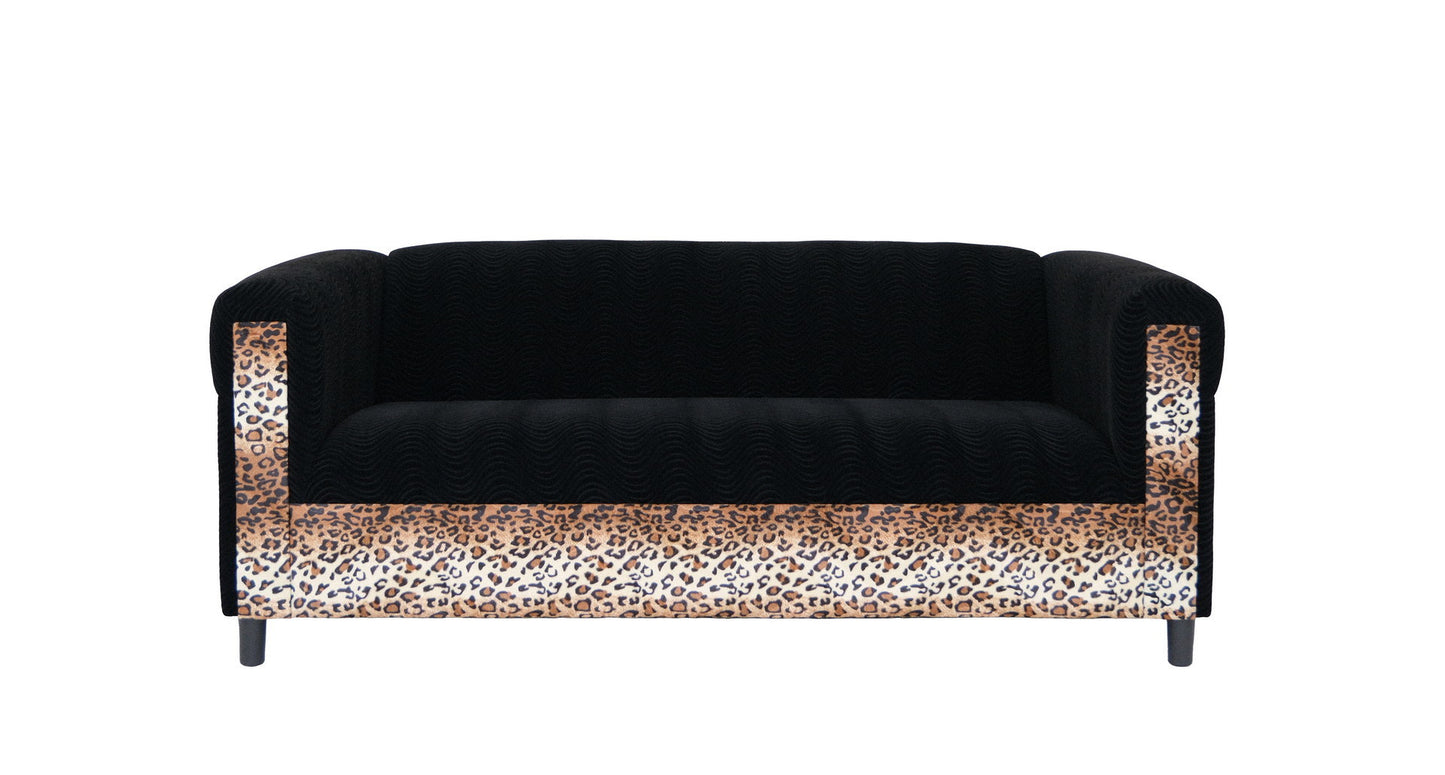 leopard velvet sofa, black