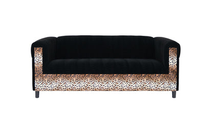 Leopard Velvet Sofa, Black