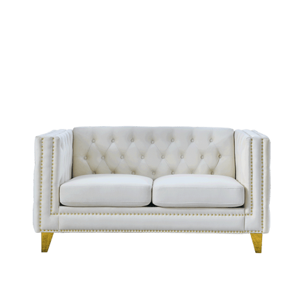 3-seater + 2-seater Combination Sofa, Beige Velvet