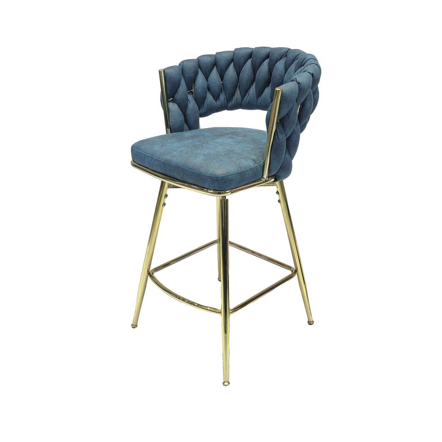 bar chair suede woven bar stool set of 4, blue