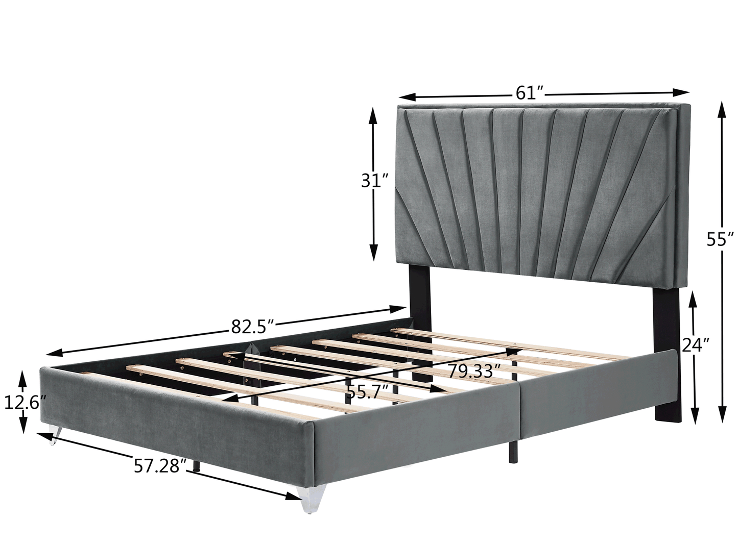 b108 beautiful line stripe cushion bed, gray