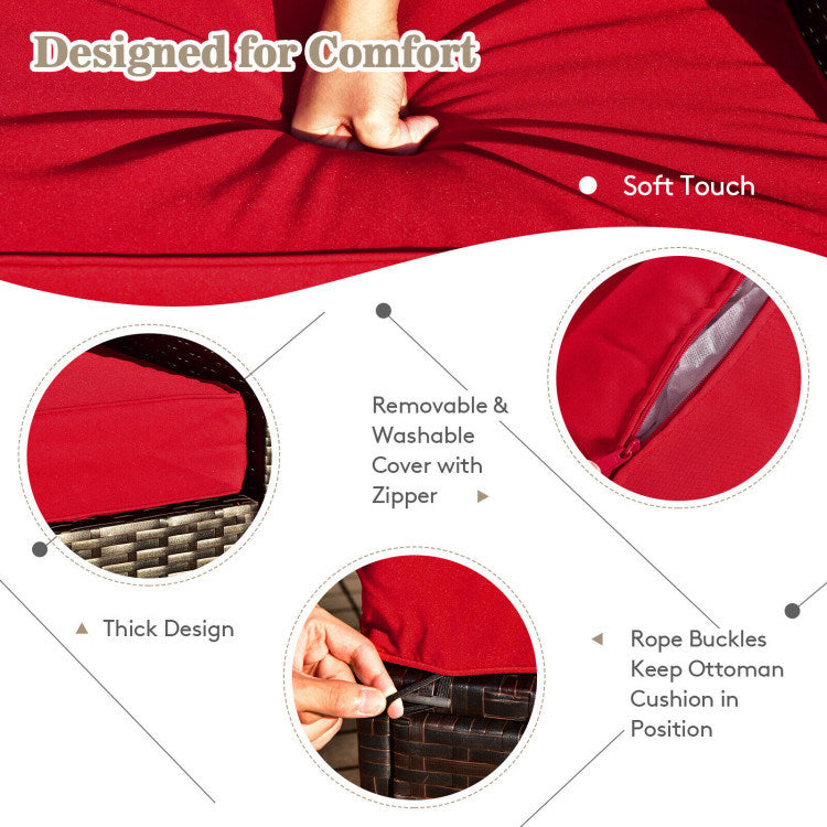 8 pieces patio space-saving rattan furniture set with storage box and waterproof cover