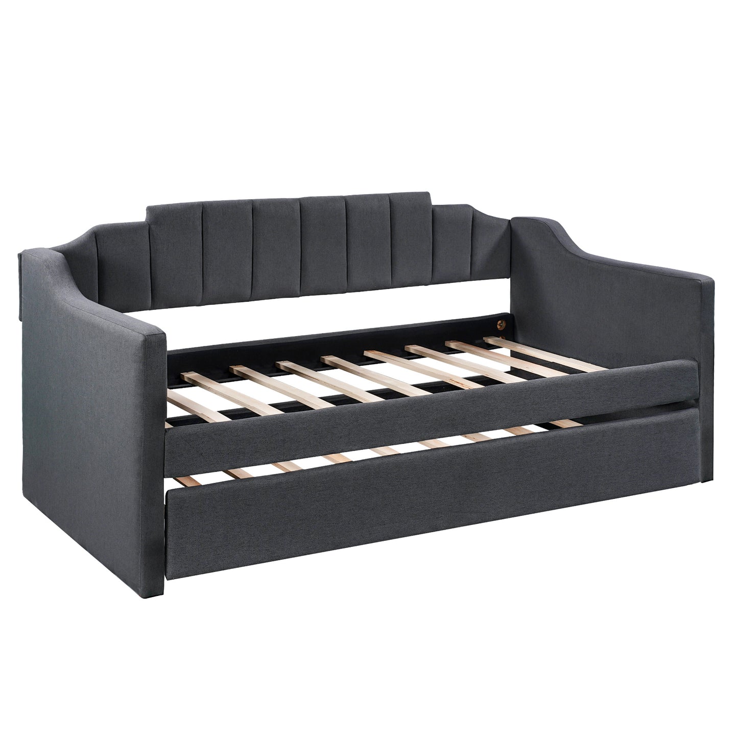 upholstered twin daybed with trundle,black