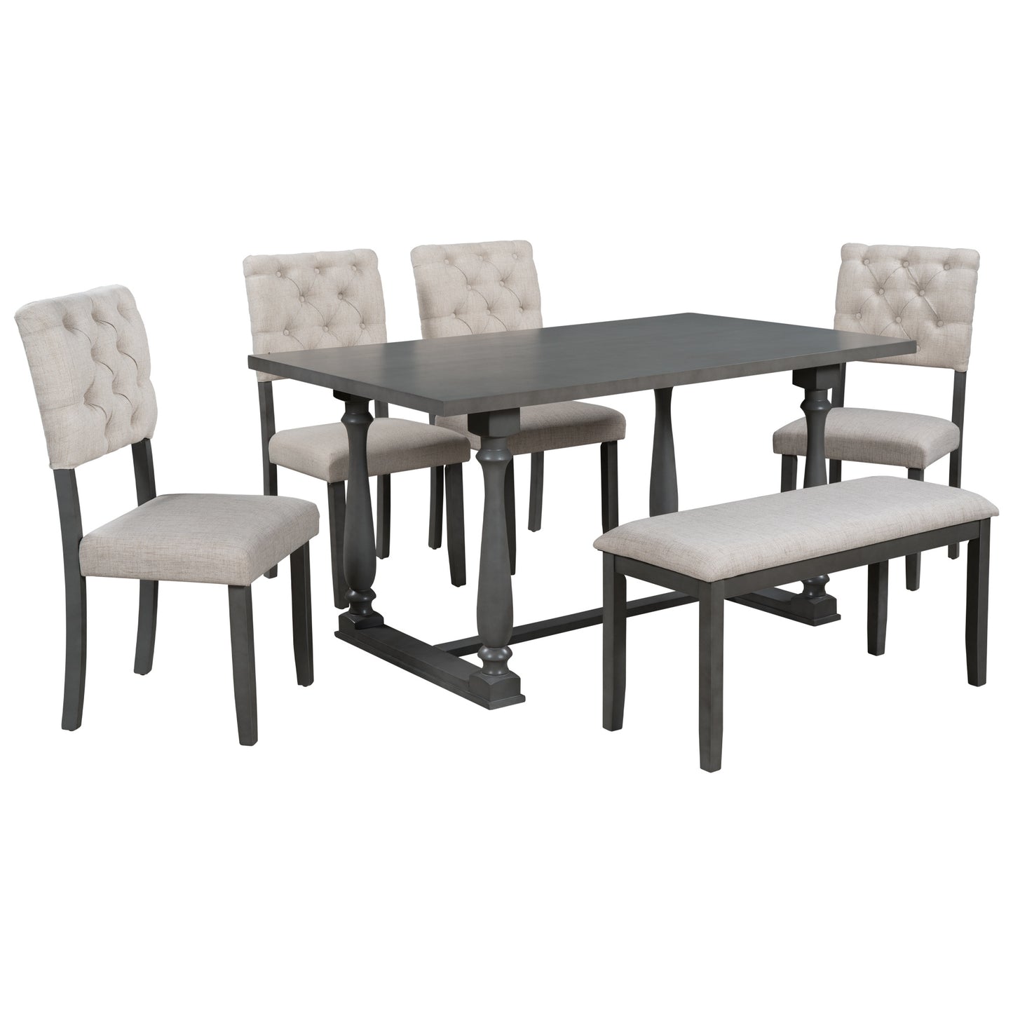 upholstered 6-piece dining table set