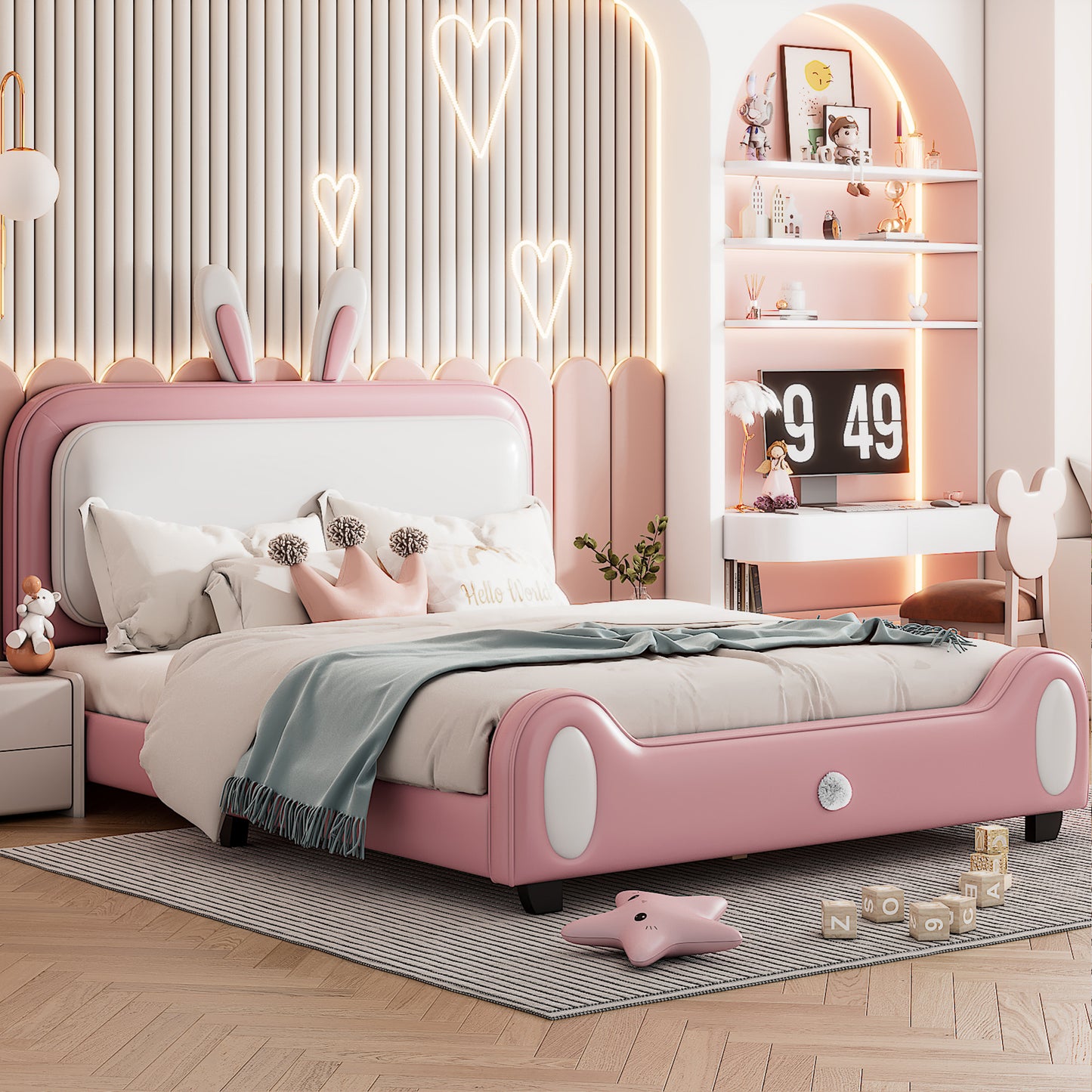upholstered rabbit-shape princess bed