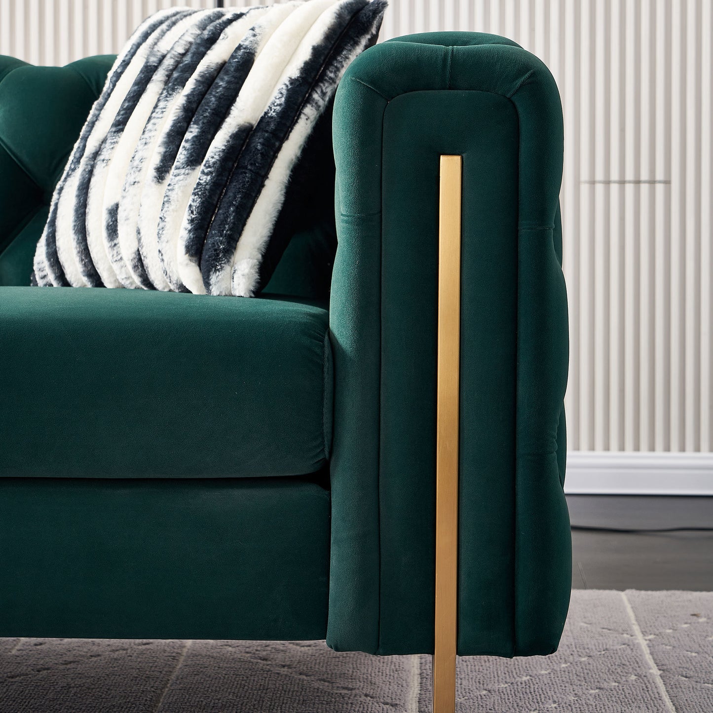 chesterfield modern tufted velvet sofa, green