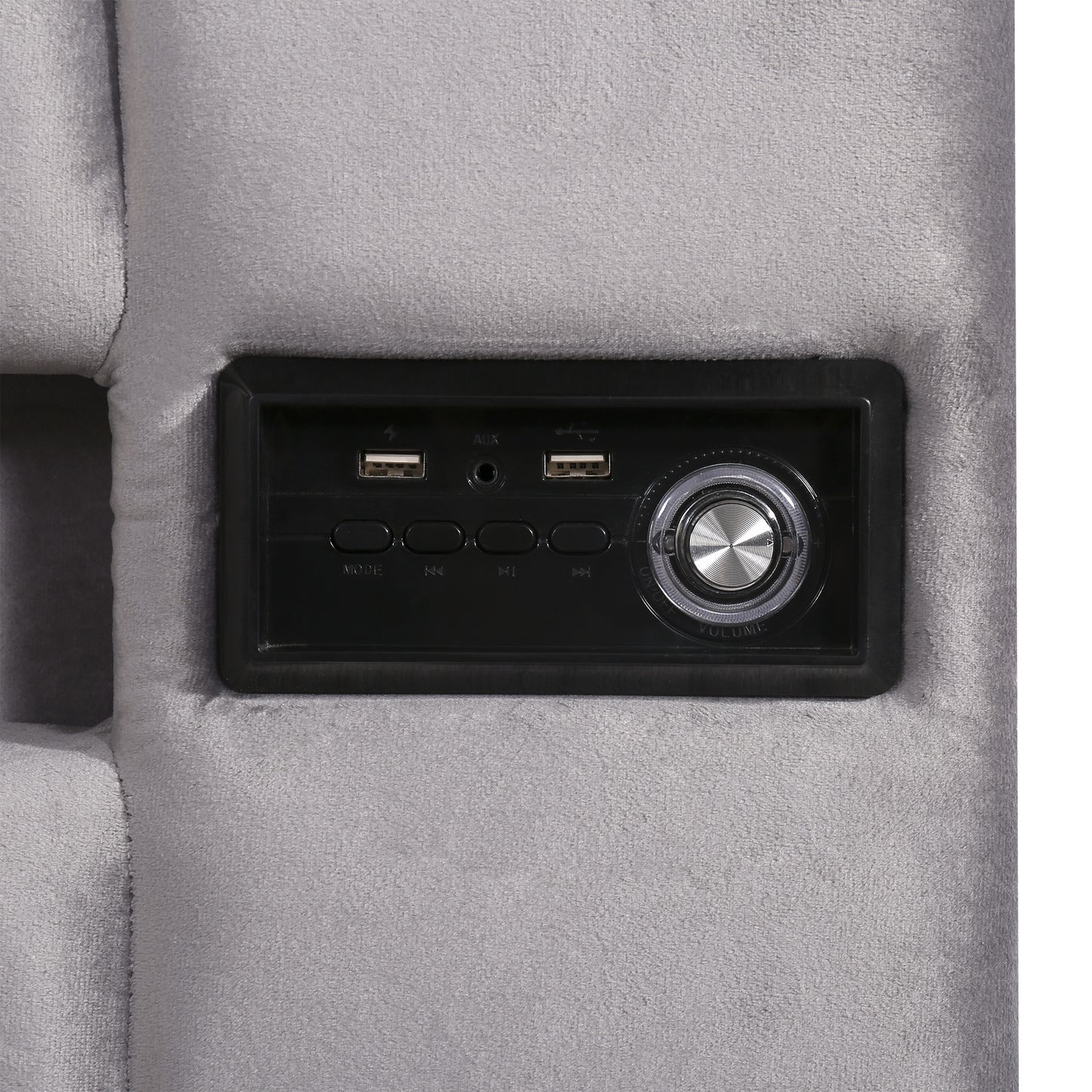 velvet upholstered hydraulic storage bed with led light, bluetooth player, and usb charging