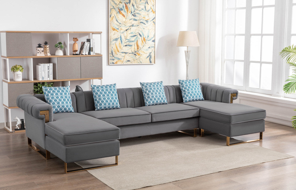 maddie velvet 5-seater double chaise sectional sofa