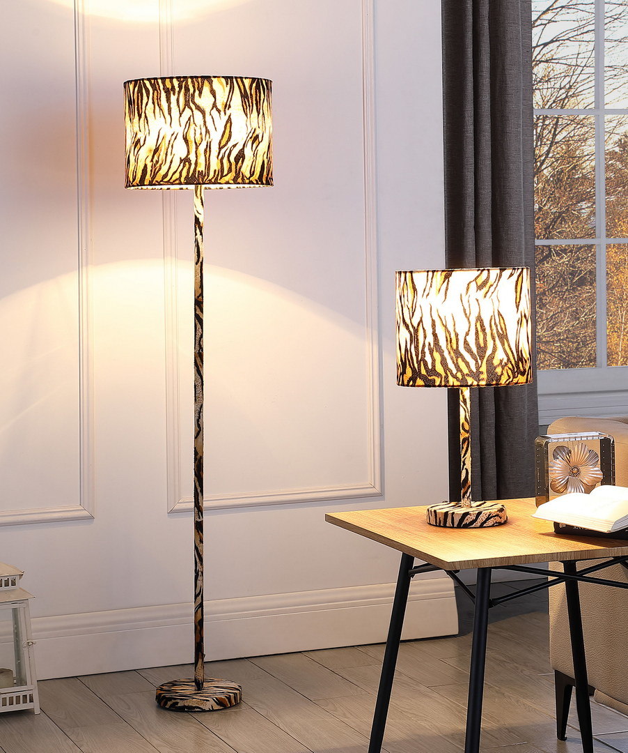 59" faux suede tiger print floor lamp