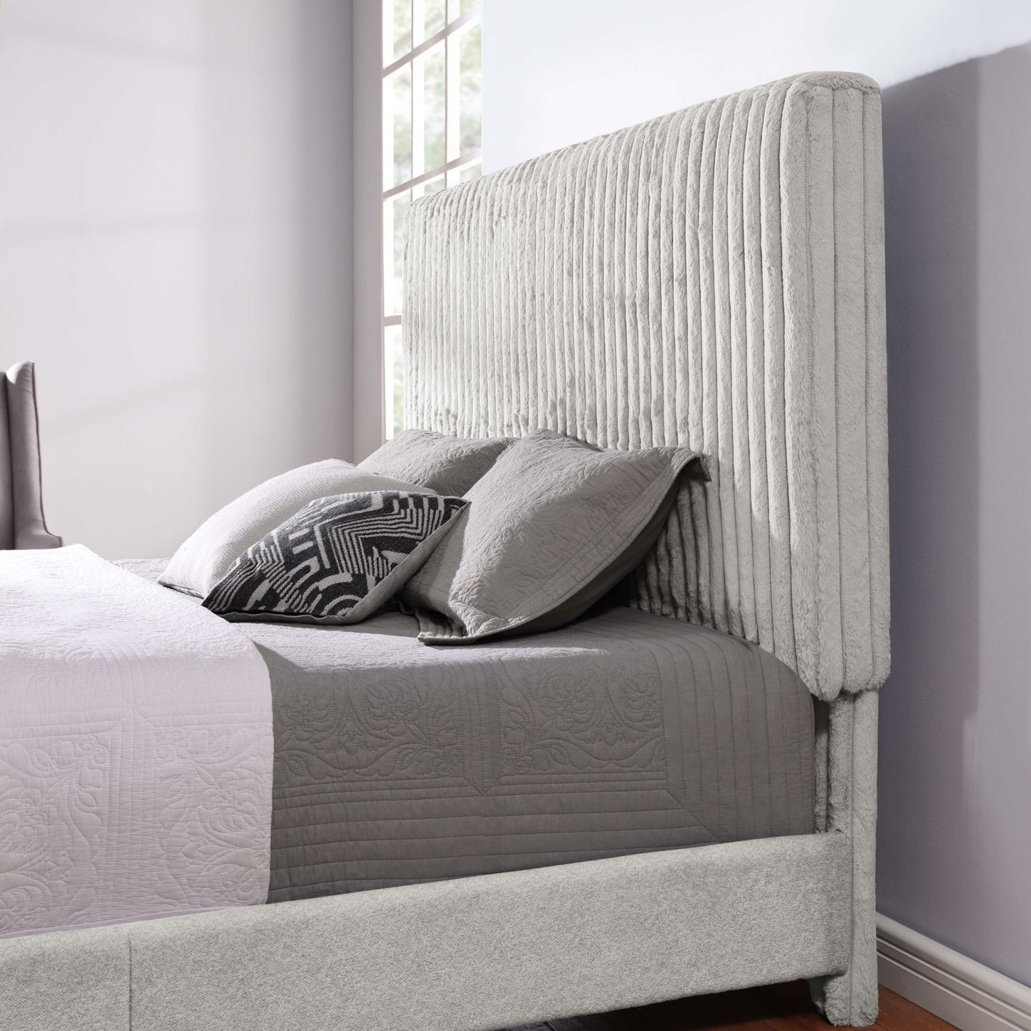 bridgevine home queen size minky stone upholstered platform bed