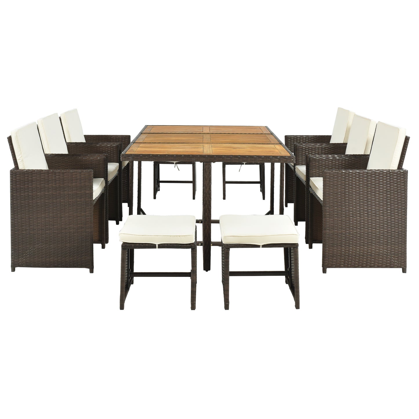 topmax 11-piece patio all-weather pe wicker dining table set