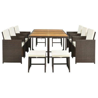 TOPMAX 11-Piece Patio All-Weather PE Wicker Dining Table Set