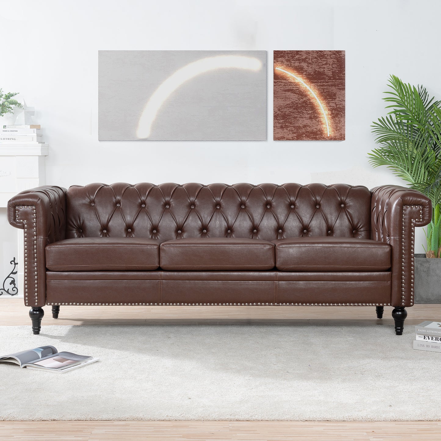 traditional chesterfield square arm sofa