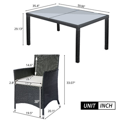 TOPMAX 7- Piece Rattan Patio Set, Black