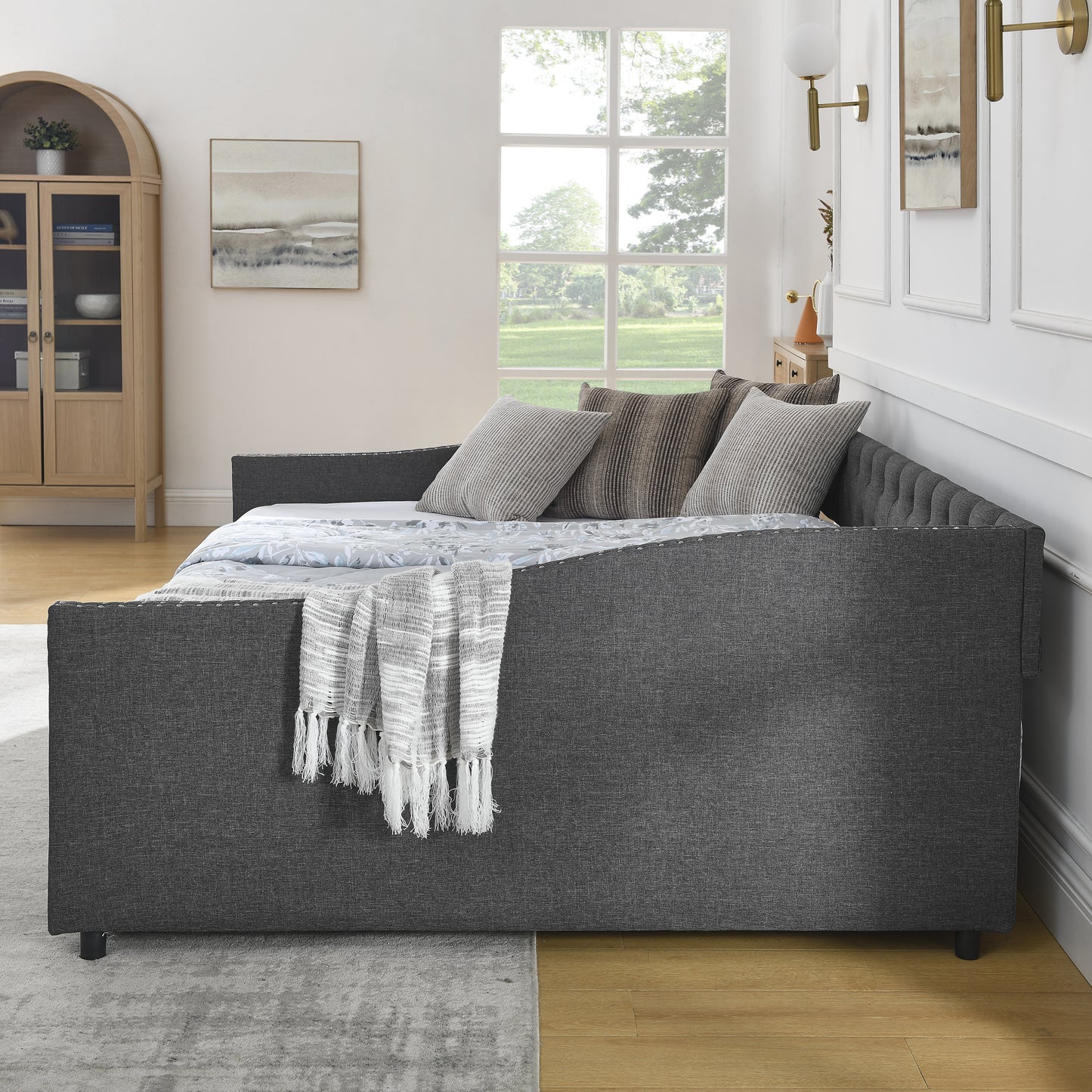 morgan upholstered daybed/sofa bed with drawers