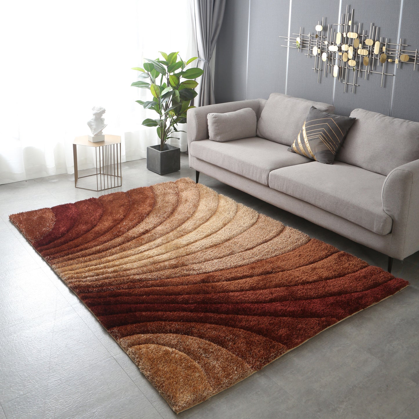 "3d shaggy" hand tufted area rug