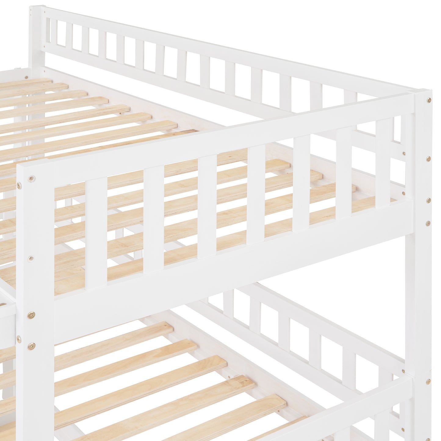 twin-over-twin-over-twin triple bed with built-in ladder and slide