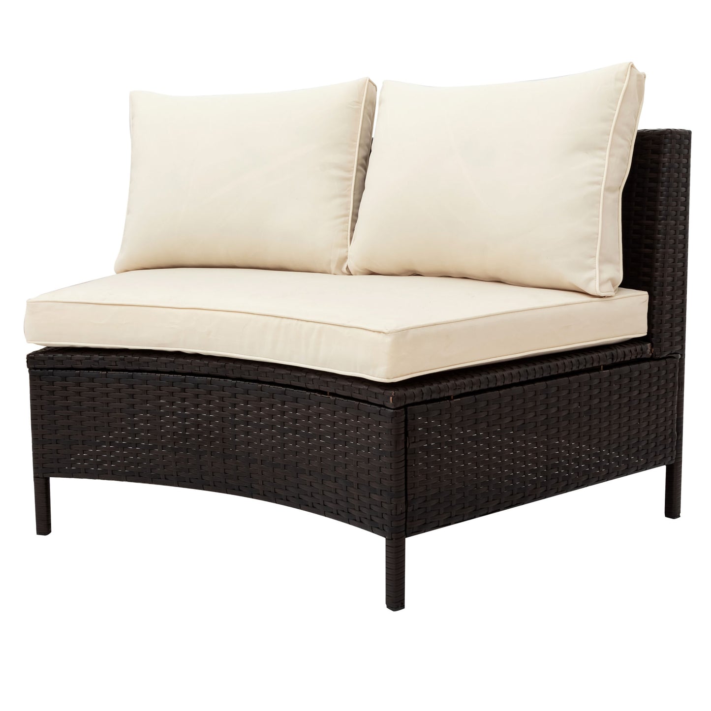 5 pieces all-weather brown pe rattan wicker sofa set