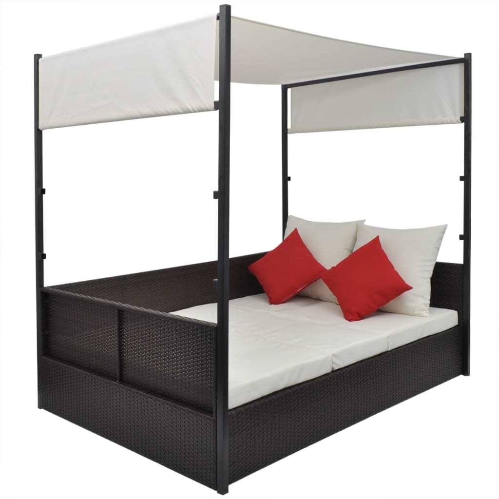 patio bed with canopy brown