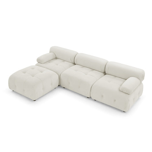 button tufted modular sectional sofa, navy velvet