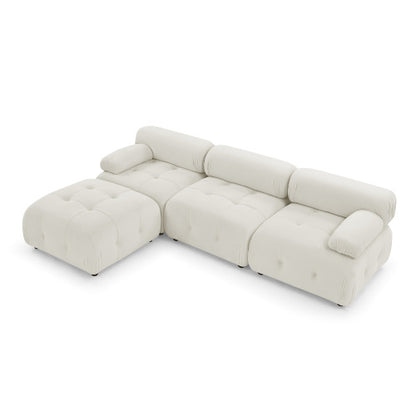Button Tufted Modular Sectional Sofa, Navy Velvet