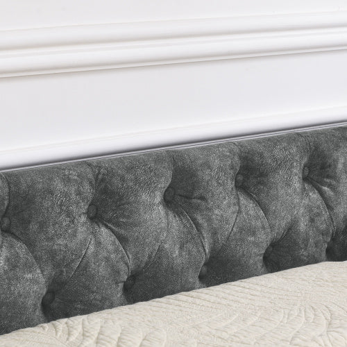 morgan queen size daybed with drawers upholstered tufted sofa bed, grey