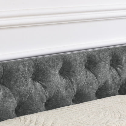 Morgan Queen Size Daybed with Drawers Upholstered Tufted Sofa Bed, Grey