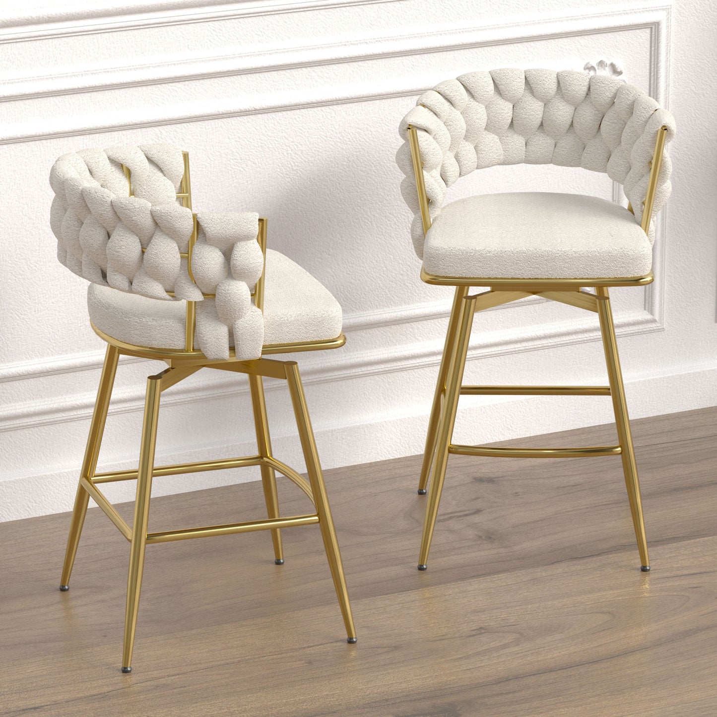 bar chair toweling woven bar stool set of 4, white