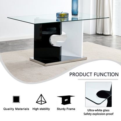 Ruby 6-Piece Dining Table Set, Black/White