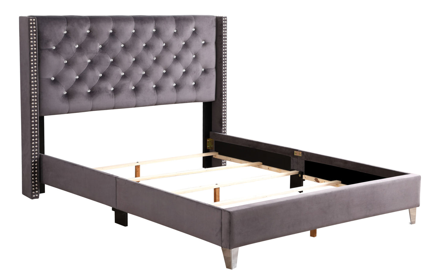 julie queen upholstered bed , gray