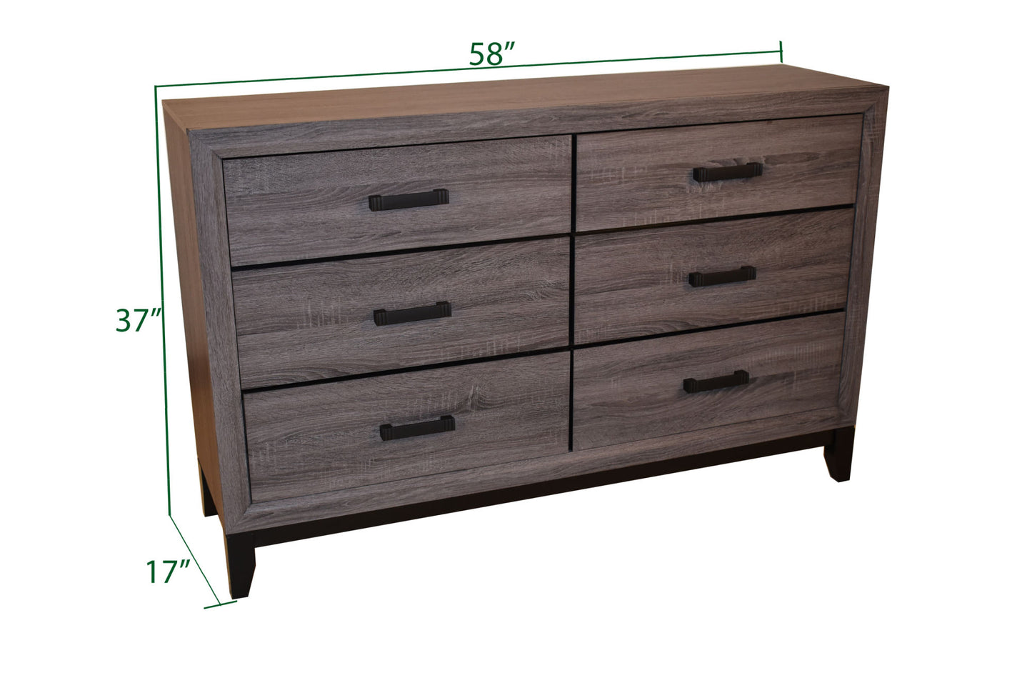 sierra contemporary style 6-drawer dresser made with wood in gray