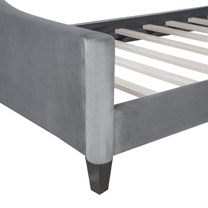 Modern Luxury Upholstered Tufted Button Bed, Grey
