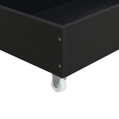 Teddy Upholstered Platform Bed with Large Rivet-decorated Backrests and 4 Drawers, Velvet Black+White