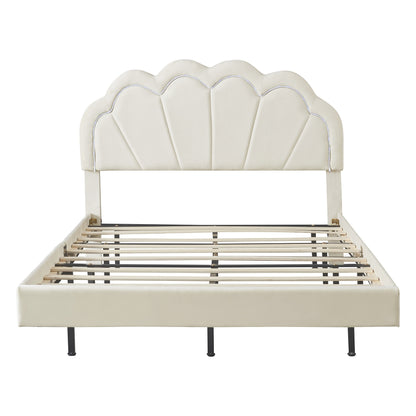 Smart LED Bed Frame with Elegant Flowers Headboard