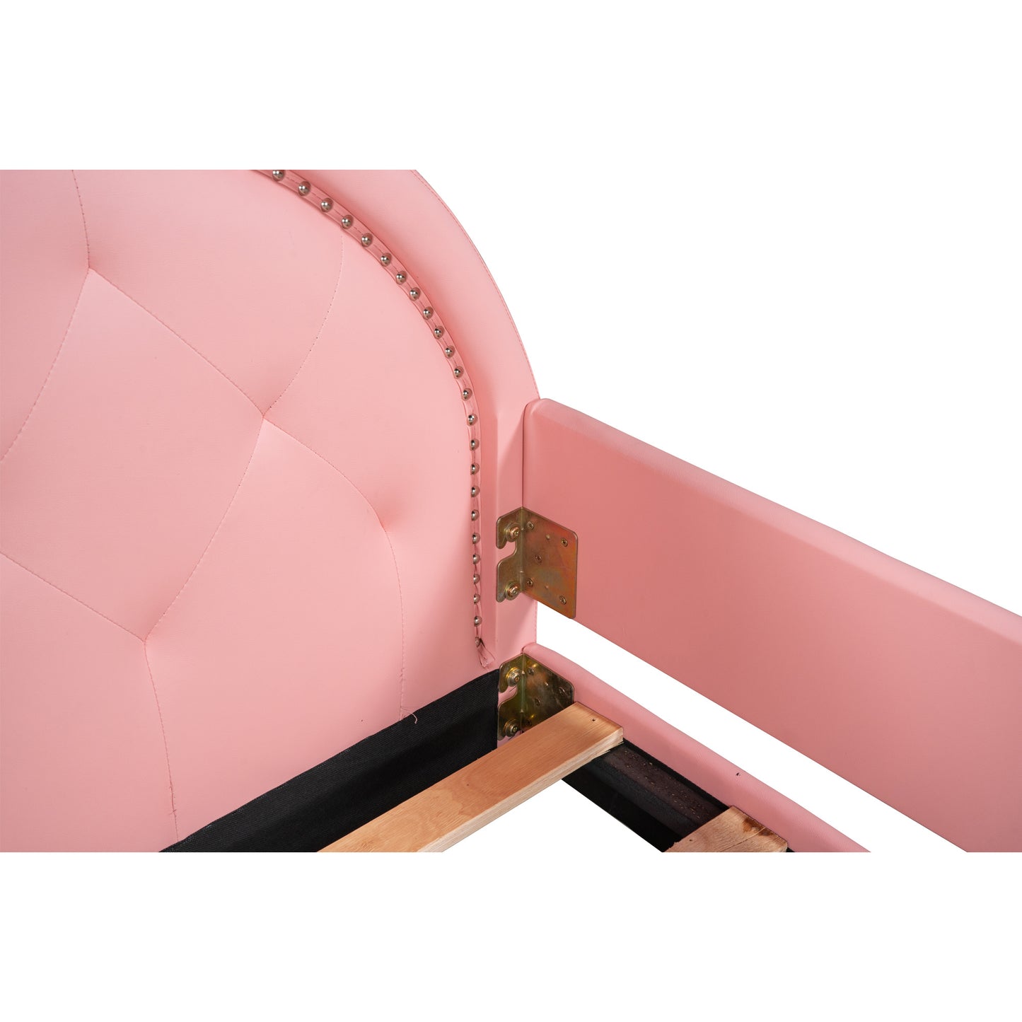upholstered daybed with carton ears shaped headboard, pink
