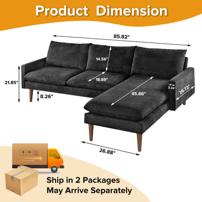 Cashmere L Shape Convertible Sectional Sofa