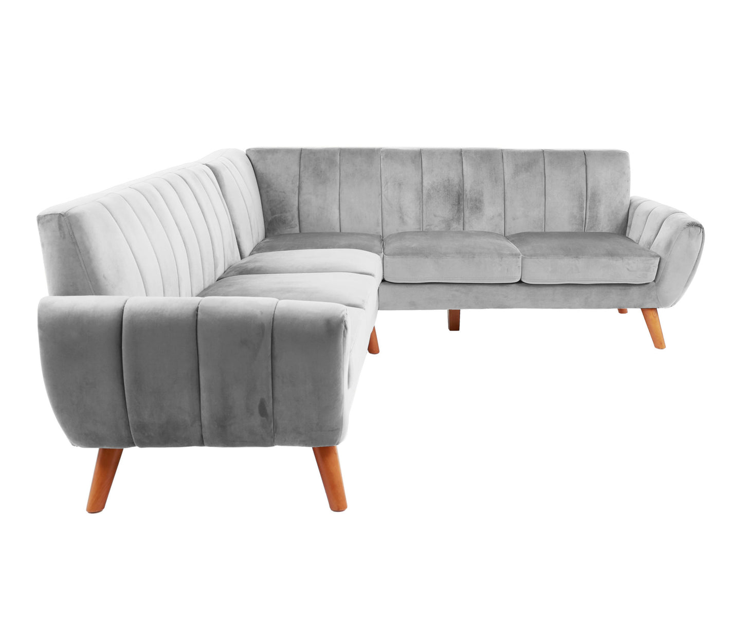 sectional - 2pc in light grey faux leather