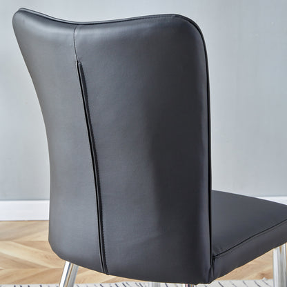 Modern Leather Dining Chairs Set of 4 Chairs, Blacks