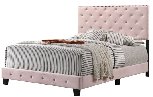 Velvet Suffolk Upholstered Bed, PINK