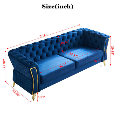 Modern Tufted Velvet Sofa ,Blue