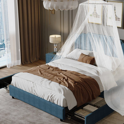 Roe Upholstered Platform Bed with 2 Drawers Stitched