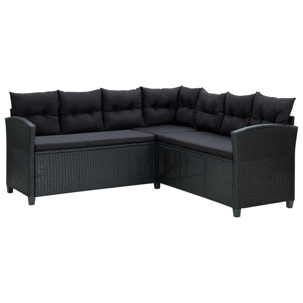 6 piece patio lounge set with cushions poly rattan black