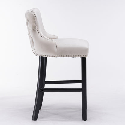 A&A Velvet Upholstered Wing-Back Chairs, Set of 2 Beige
