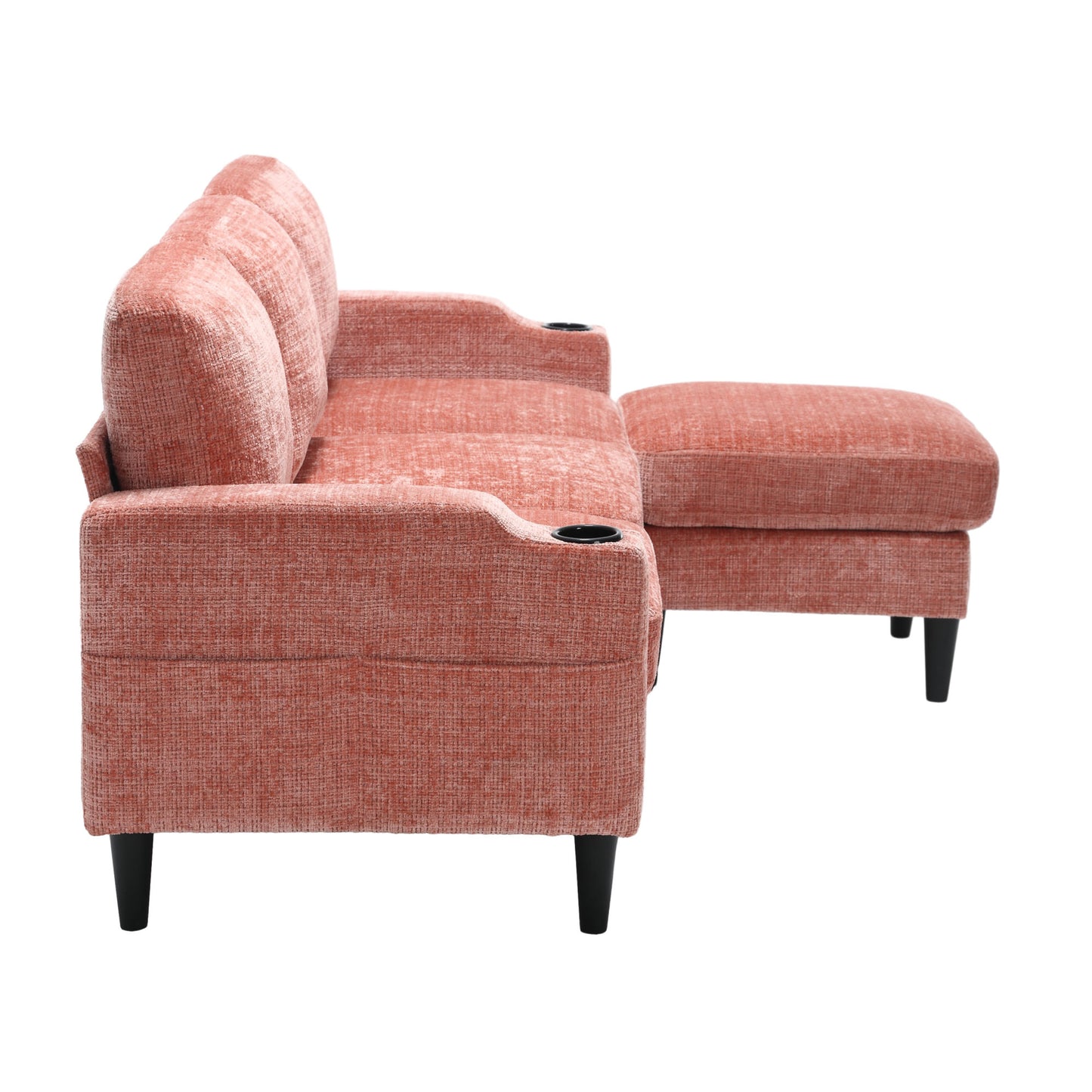 zara storage/ cupholder sectional sofa, pink