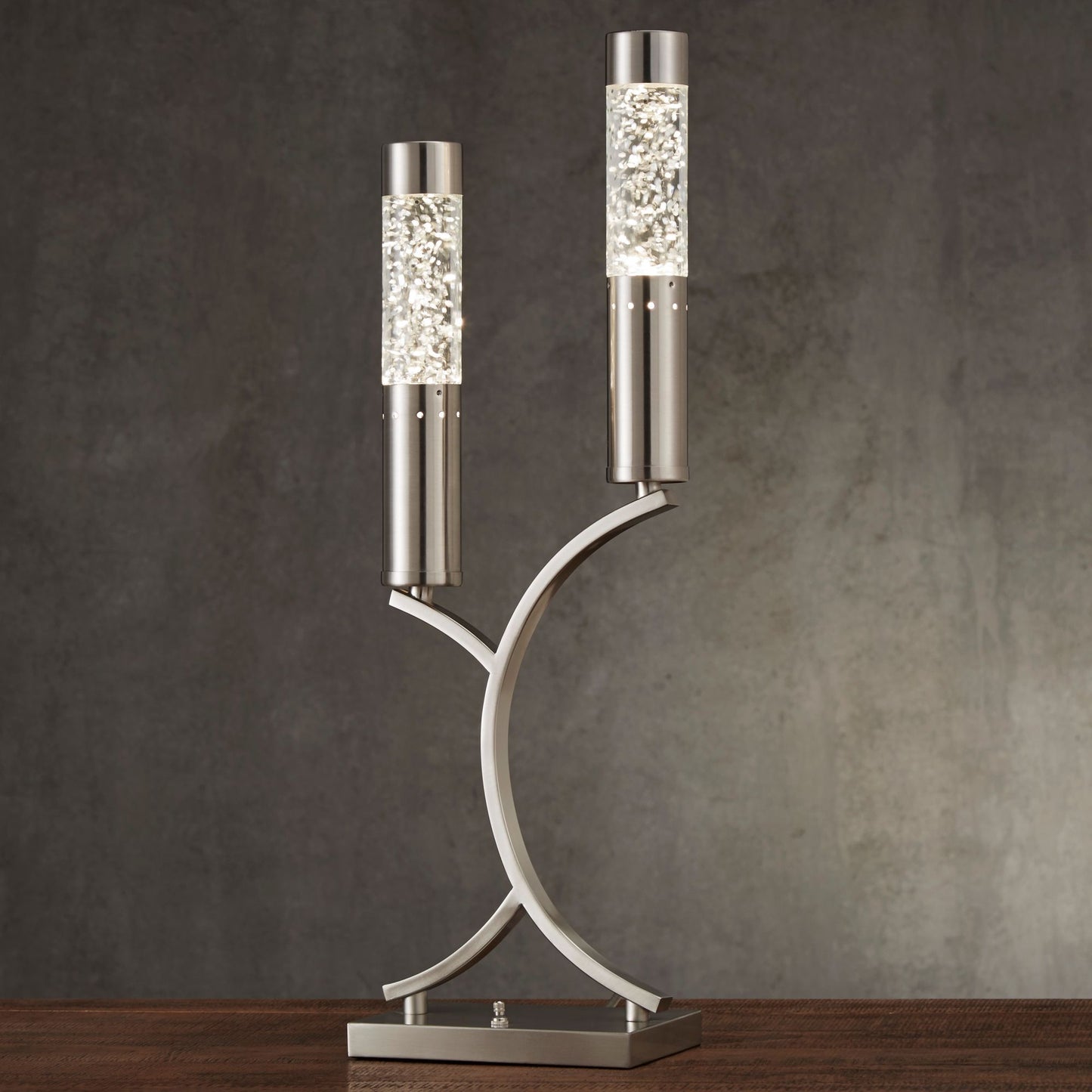 luxurious 2 water dancing lamp with satin nickel finish sparkle